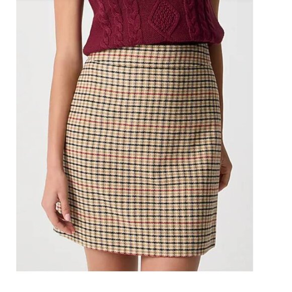 J. Crew Dresses & Skirts - J Crew Women's Plaid Wool Blend A-line Mini SkirtSize 18 Lined Classic Beige